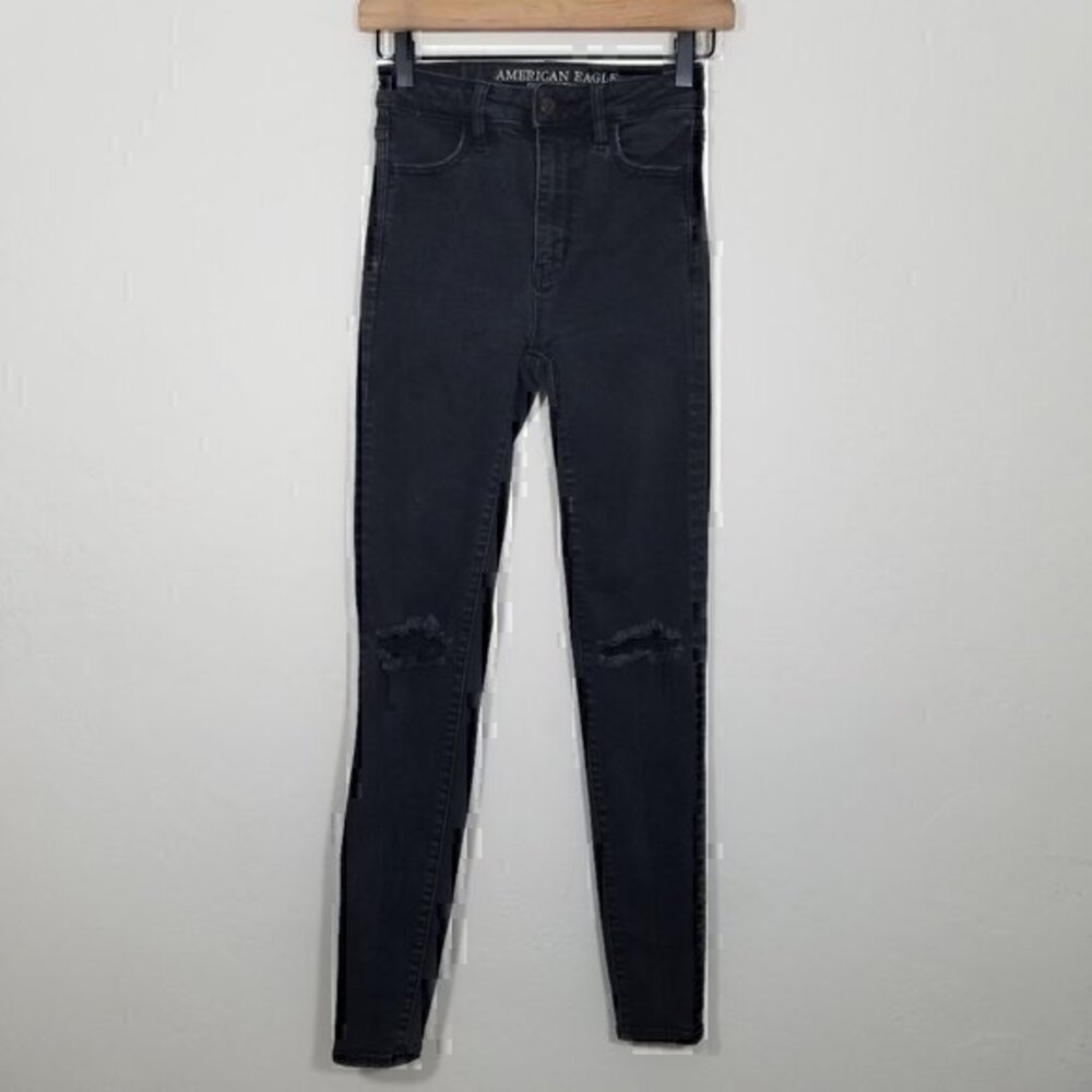American Eagle Super Hi-Rise Distressed Jegging Super Stretch Jeans Size…